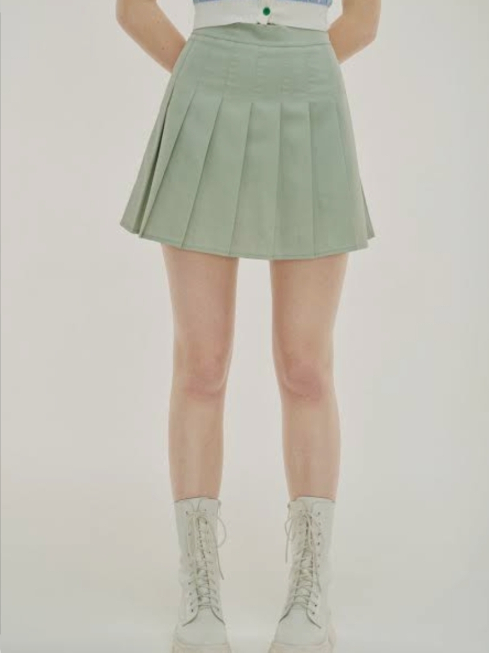 NWT Cider Pleated Mini Skirt in Mint Green Sz L
